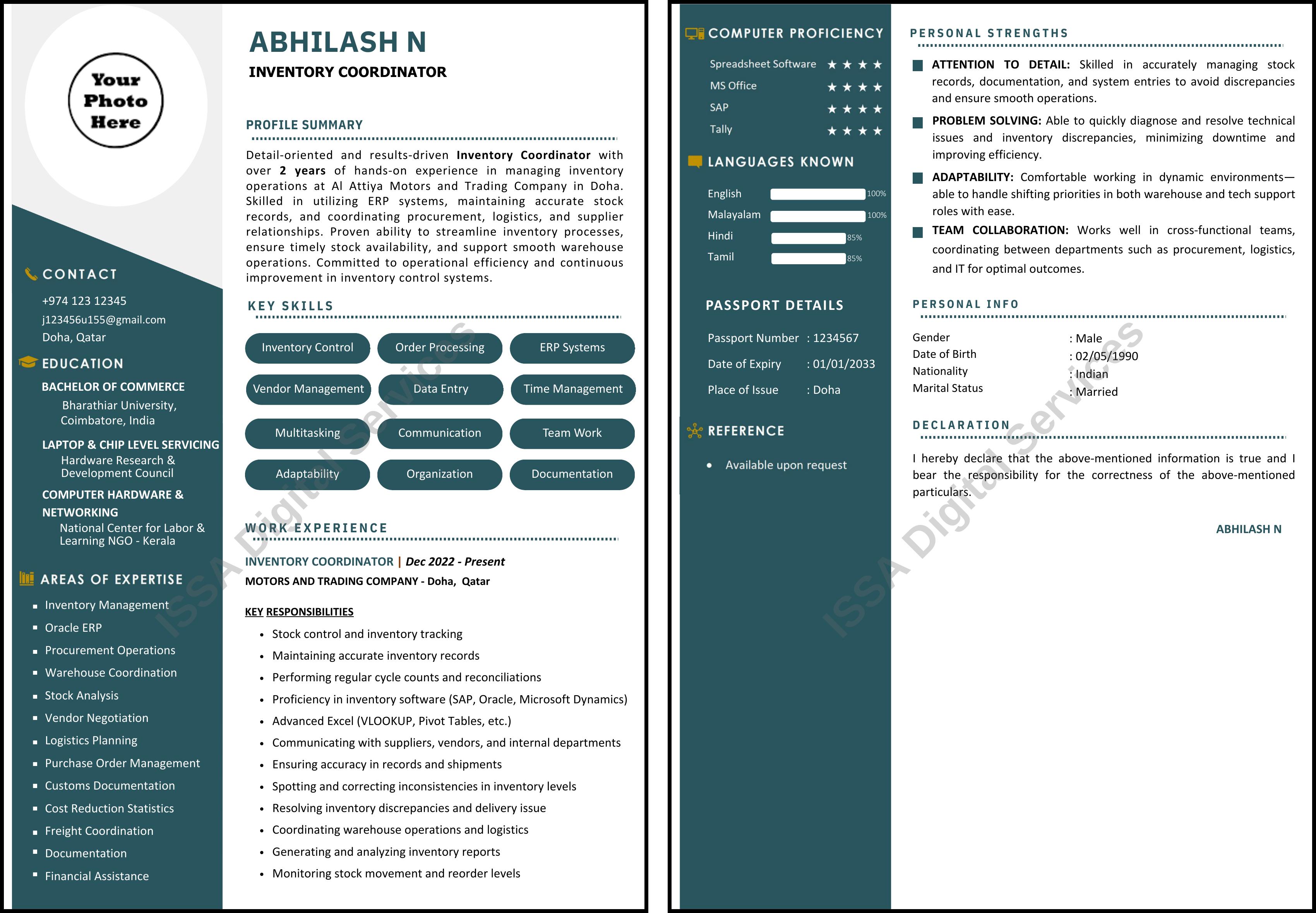 Professional CV Sample Design